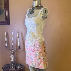 ERDEM Pastel Floral Tapestry Mini Skirt.  Sz 4
